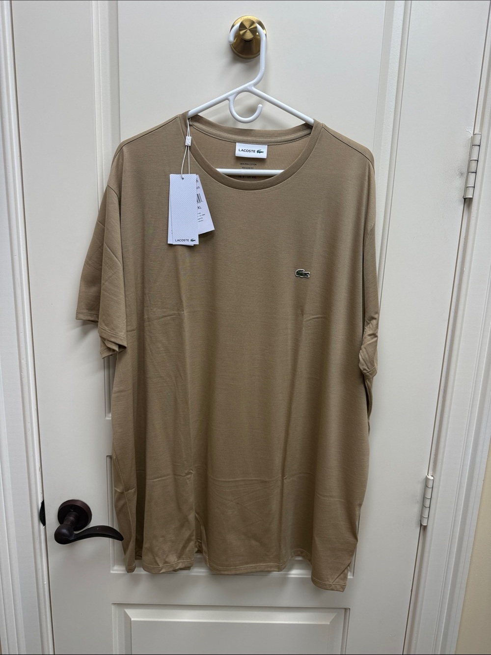 Lacoste Men's Short Sleeve Crew Tee in Khaki